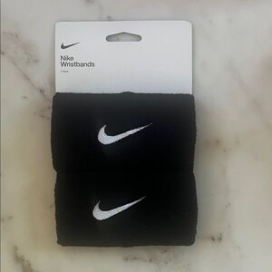 Nike Doublewide Wristbands Black White Sport Court Swoosh New with Tags